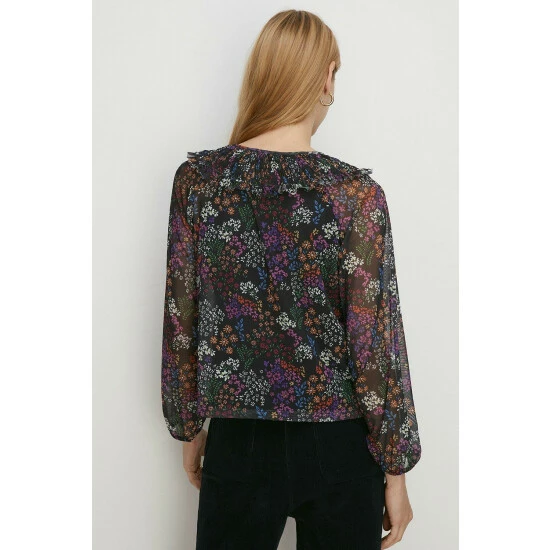 Oasis Floral Shirred Neck Mesh Top For Female 5 Oasis Floral Shirred Neck Mesh Top For Female - Image 3