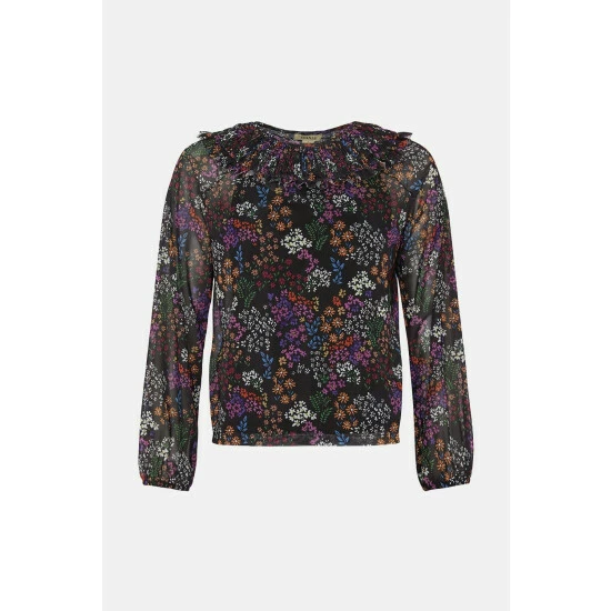 Oasis Floral Shirred Neck Mesh Top For Female 6 Oasis Floral Shirred Neck Mesh Top For Female - Image 4
