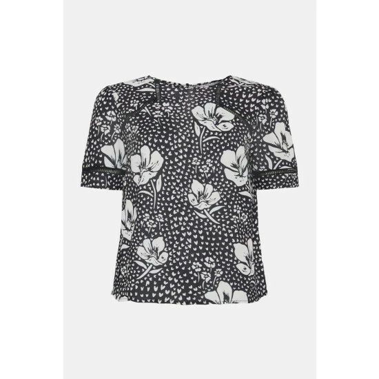 Oasis Essential Lace Insert Mono Floral Woven Tee For Female 6 Oasis Essential Lace Insert Mono Floral Woven Tee For Female - Image 4