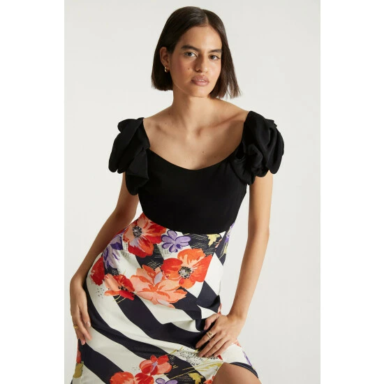 Oasis X Print Sisters Contrast Print Bow Midi Dress For Female 3 Oasis X Print Sisters Contrast Print Bow Midi Dress For Female