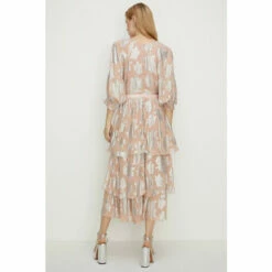 Oasis Tie Front Metallic Tiered Dress For Female -Oasis Sales Store unnamed file 5002