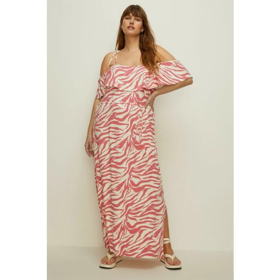 Oasis Plus Size Animal Printed Bardot Maxi Dress For Female 4 Oasis Plus Size Animal Printed Bardot Maxi Dress For Female - Image 2