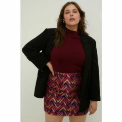 Oasis Plus Size Patterned Jacquard Aline Skirt For Female -Oasis Sales Store unnamed file 5058