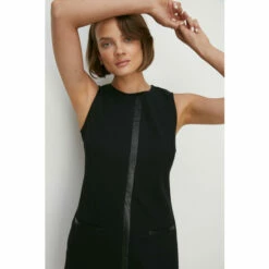 Oasis Pu Trim Detail Ponte A Line Dress For Female -Oasis Sales Store unnamed file 5066