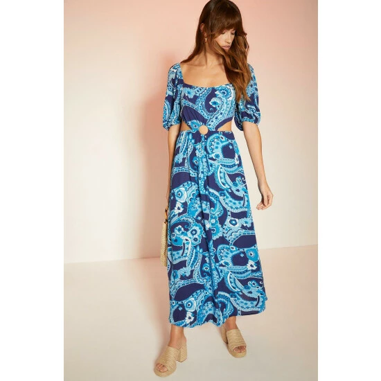Oasis Embellished Paisley Floral Cut Out Midi Dress For Female 3 Oasis Embellished Paisley Floral Cut Out Midi Dress For Female