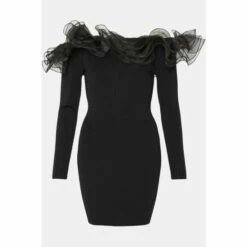 Oasis Organza Bardot Knit Mini Dress For Female -Oasis Sales Store unnamed file 5189