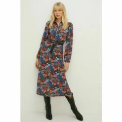 Oasis Jersey Crepe Floral Long Sleeve Shirt Dress For Female -Oasis Sales Store unnamed file 5192