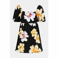 Oasis Floral Woven Mix Puff Sleeve Mini Dress For Female -Oasis Sales Store unnamed file 5210
