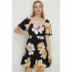 Oasis Floral Woven Mix Puff Sleeve Mini Dress For Female -Oasis Sales Store unnamed file 5211