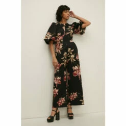 Oasis Orchid Print Puff Sleeve Scuba Jumpsuit For Female -Oasis Sales Store unnamed file 5245