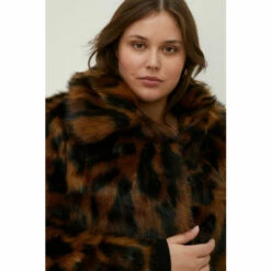 Oasis Plus Size Collared Animal Faux Fur Coat For Female -Oasis Sales Store unnamed file 525