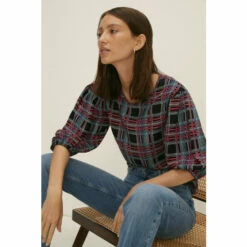 Oasis Printed 3/4 Puff Sleeve Woven Shell Top For Female -Oasis Sales Store unnamed file 5252