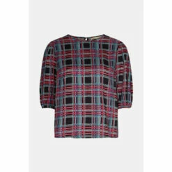 Oasis Printed 3/4 Puff Sleeve Woven Shell Top For Female -Oasis Sales Store unnamed file 5254