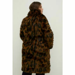 Oasis Plus Size Collared Animal Faux Fur Coat For Female -Oasis Sales Store unnamed file 526