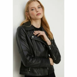 Oasis Leather Detail Biker Jacket For Female