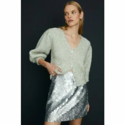 Oasis Statement Button Tinsel Cardigan For Female -Oasis Sales Store unnamed file 5276