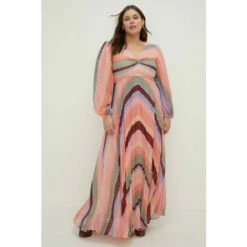 Oasis Plus Size Micro Pleated Stripe Midi Dress For Female -Oasis Sales Store unnamed file 5283