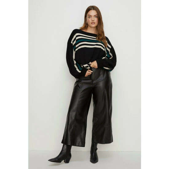 Oasis Plus Size Stripe Batwing Slash Neck Jumper For Female 4 Oasis Plus Size Stripe Batwing Slash Neck Jumper For Female - Image 2