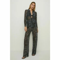 Oasis Sales Store 15 Oasis Animal Print Shimmer Pleated Shirt Co-ord For Female
