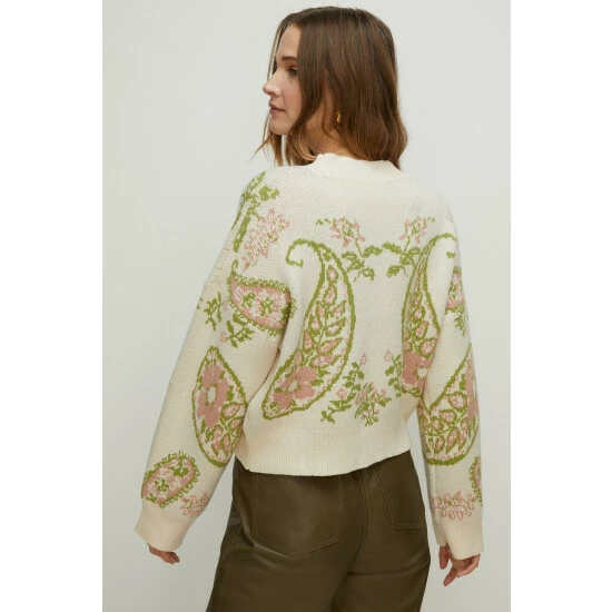 Oasis Paisley Jacquard Mock Neck Jumper For Female 5 Oasis Paisley Jacquard Mock Neck Jumper For Female - Image 3