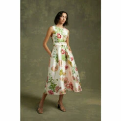 Oasis Floral Printed Satin Twill Belted Midi Dress For Female -Oasis Sales Store unnamed file 543
