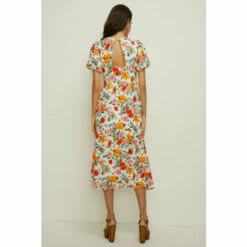 Oasis Petite Watercolour Puff Sleeve Midi Dress For Female -Oasis Sales Store unnamed file 557