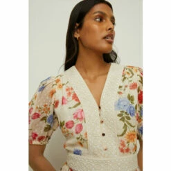Oasis Petite Floral Dobby Lace V Neck Midi Dress For Female -Oasis Sales Store unnamed file 573