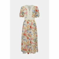 Oasis Petite Floral Dobby Lace V Neck Midi Dress For Female -Oasis Sales Store unnamed file 575