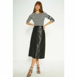 Oasis Real Leather Midi Popper Skirt For Female -Oasis Sales Store unnamed file 581