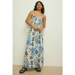 Oasis Diamond Paisley Shirred Maxi Dress For Female