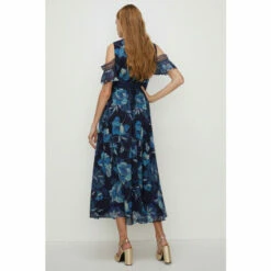 Oasis Floral Cold Shoulder Lace Trim Midi Dress For Female -Oasis Sales Store unnamed file 623