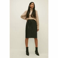 Oasis Rachel Stevens Faux Leather Midi Skirt For Female