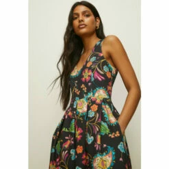 Oasis Printed Cross Back Scuba Midi Dress For Female