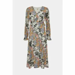 Oasis Floral Patch Ruffle Waist Midi Dress For Female -Oasis Sales Store unnamed file 66