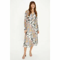Oasis Floral Patch Ruffle Waist Midi Dress For Female -Oasis Sales Store unnamed file 67