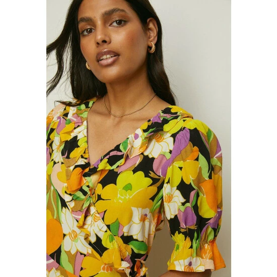 Oasis Petite Graphic Floral Wrap Skater Dress For Female 4 Oasis Petite Graphic Floral Wrap Skater Dress For Female - Image 2