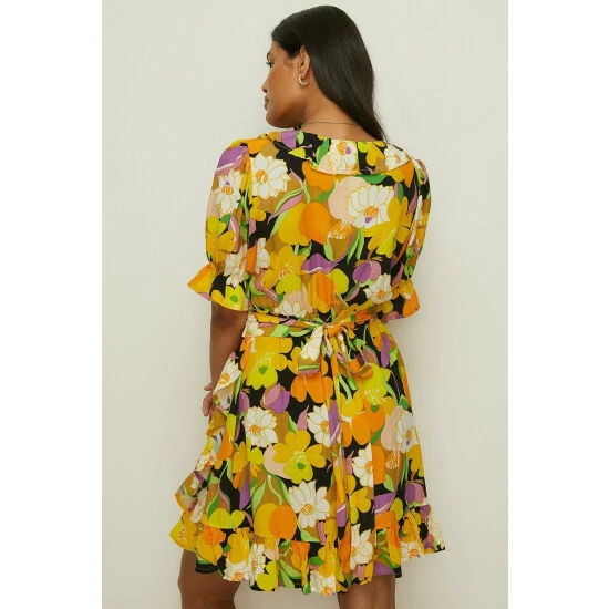 Oasis Petite Graphic Floral Wrap Skater Dress For Female 5 Oasis Petite Graphic Floral Wrap Skater Dress For Female - Image 3