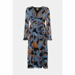 Oasis Paisley Ruffle Waist Midi Dress For Female -Oasis Sales Store unnamed file 71