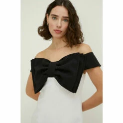 Oasis Bow Detail Bardot Mini Dress For Female