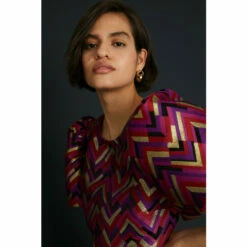 Oasis Patterned Jacquard Puff Sleeve Aline Dress For Female -Oasis Sales Store unnamed file 722