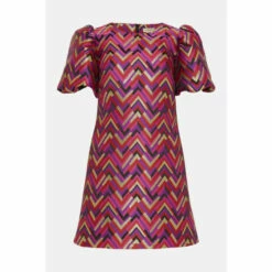 Oasis Patterned Jacquard Puff Sleeve Aline Dress For Female -Oasis Sales Store unnamed file 724