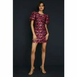 Oasis Patterned Jacquard Puff Sleeve Aline Dress For Female -Oasis Sales Store unnamed file 725