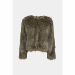 Oasis Stripe Faux Fur Collarless Coat For Female -Oasis Sales Store unnamed file 735