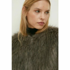 Oasis Stripe Faux Fur Collarless Coat For Female -Oasis Sales Store unnamed file 736