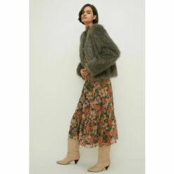 Oasis Stripe Faux Fur Collarless Coat For Female -Oasis Sales Store unnamed file 737