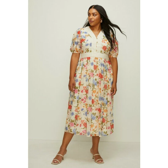 Oasis Plus Size Floral Dobby Chiffon Lace Dress For Female 3 Oasis Plus Size Floral Dobby Chiffon Lace Dress For Female