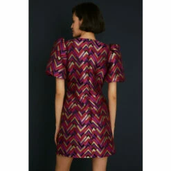 Oasis Petite Patterned Jacquard Puff Sleeve Dress For Female -Oasis Sales Store unnamed file 806