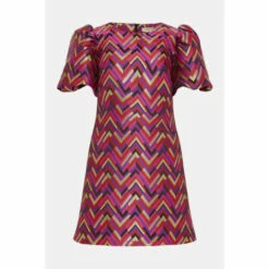 Oasis Petite Patterned Jacquard Puff Sleeve Dress For Female -Oasis Sales Store unnamed file 807