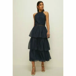 Oasis Lace Tiered Halter Neck Midi Dress For Female
