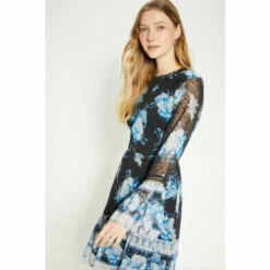 Oasis Petite Dobby Chiffon Blue Floral Mini Dress For Female -Oasis Sales Store unnamed file 826